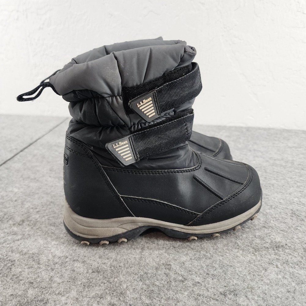 LL Bean Kids Youth Sz 13 Black Gray‎ Insulated Waterproof Snow Boots Winter Gear